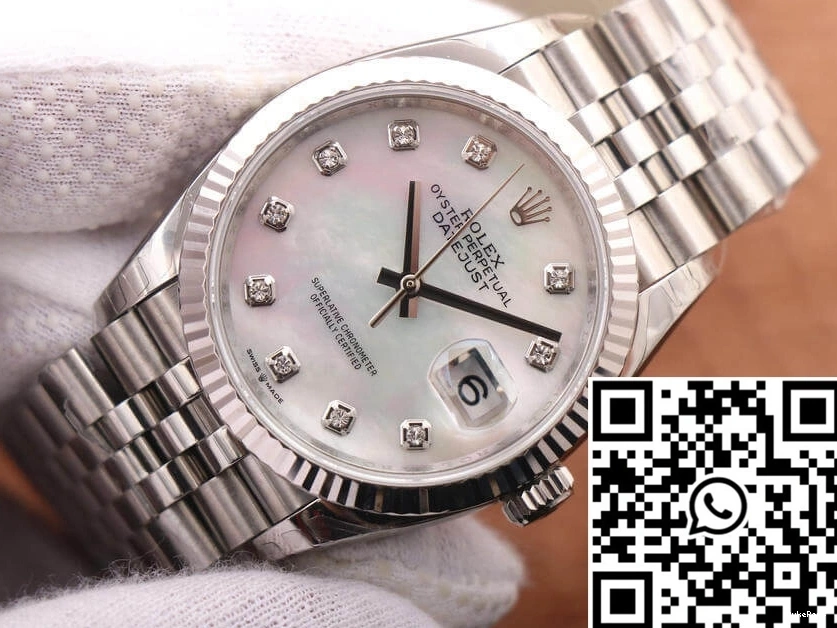 White Mother-Of-Pearl Rolex Datejust Factory M126234-0019 Dial EW 0422